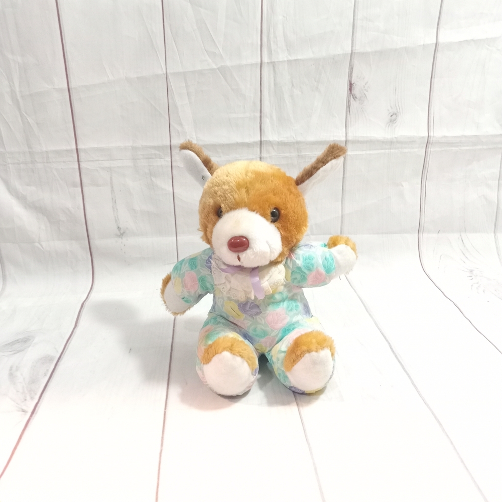 Vintage Brown Puppy Dog Plush Stuffed Animal Toy 9"